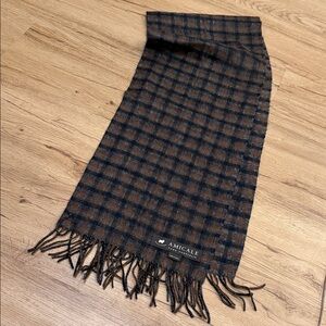 Amicale Cashmere Men's Scarf in Brown and Black Plaid